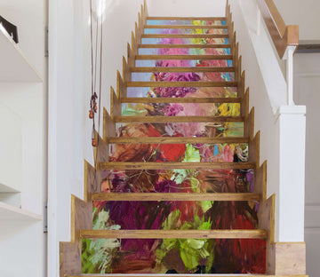 3D Pink Oil Painting Flowers 9028 Allan P. Friedlander Stair Risers