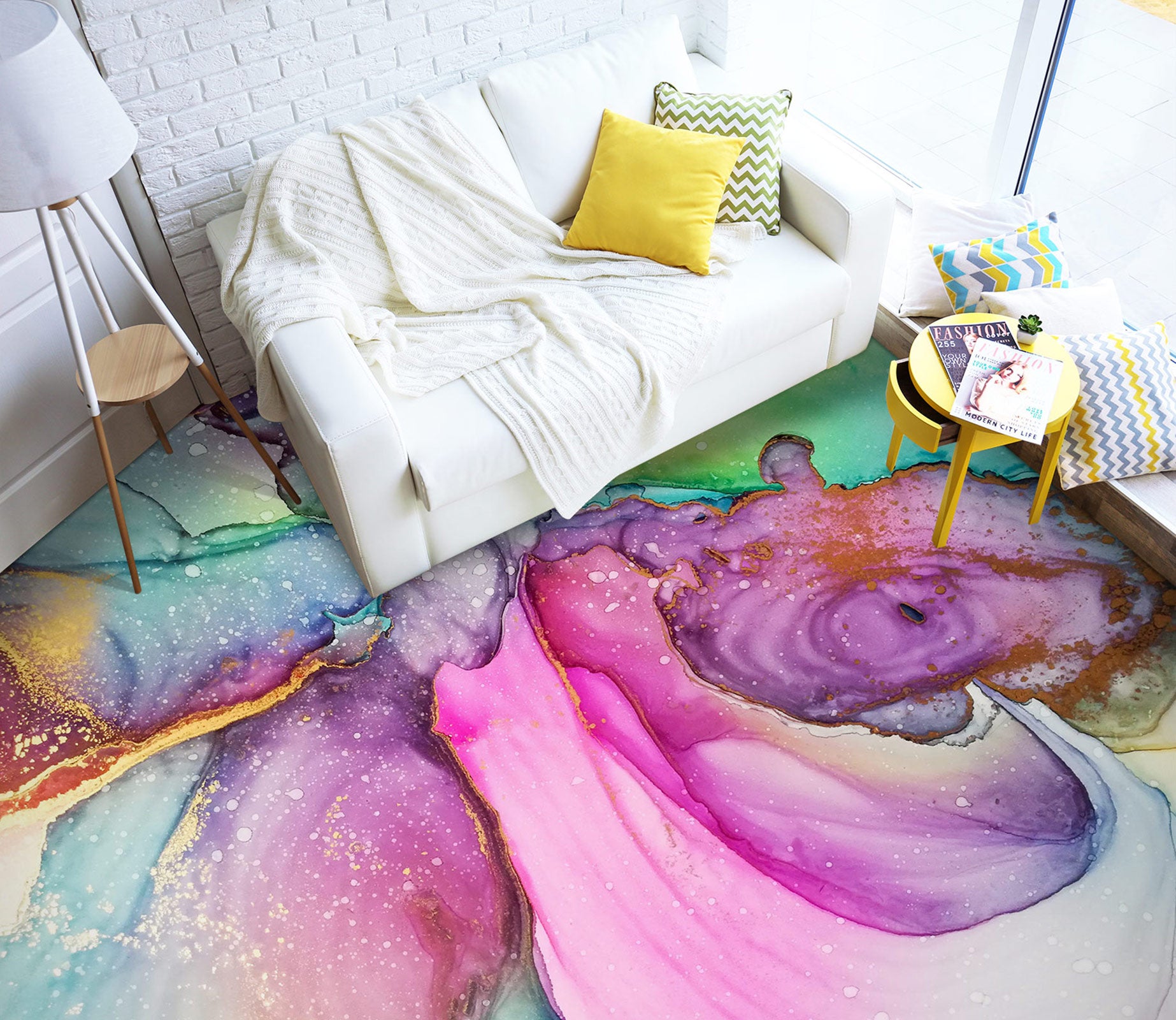 3D Dazzling Pink Art 487 Floor Mural  Wallpaper Murals Rug & Mat Print Epoxy waterproof bath floor