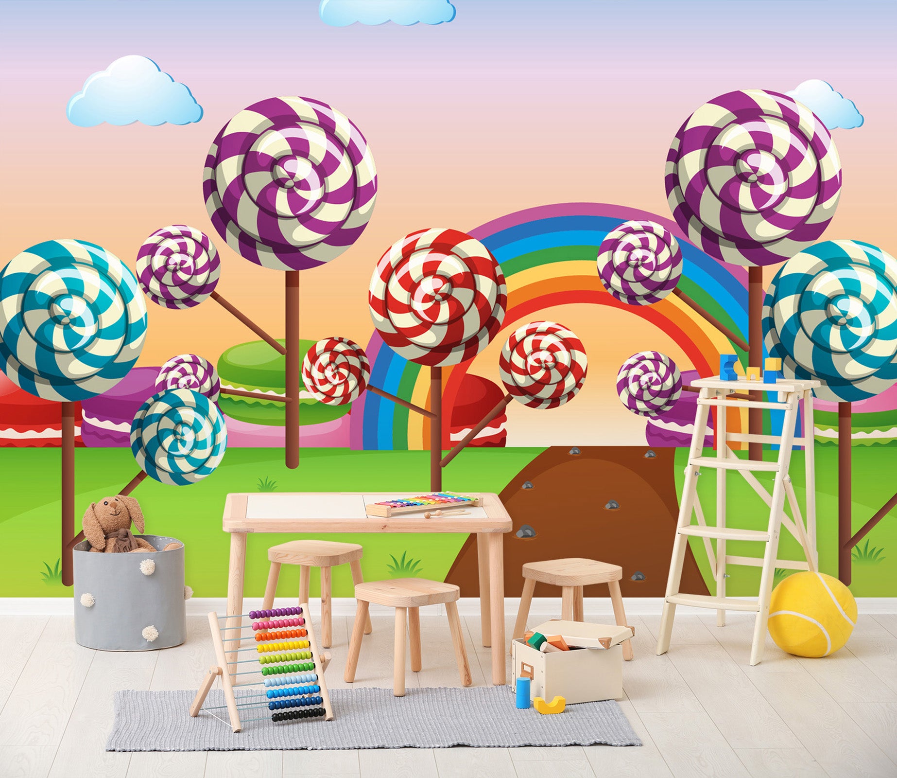 3D Rainbow Lollipop 253 Wall Murals