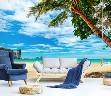 3D Seaside Beach Coconut Tree 57072 Wall Murals