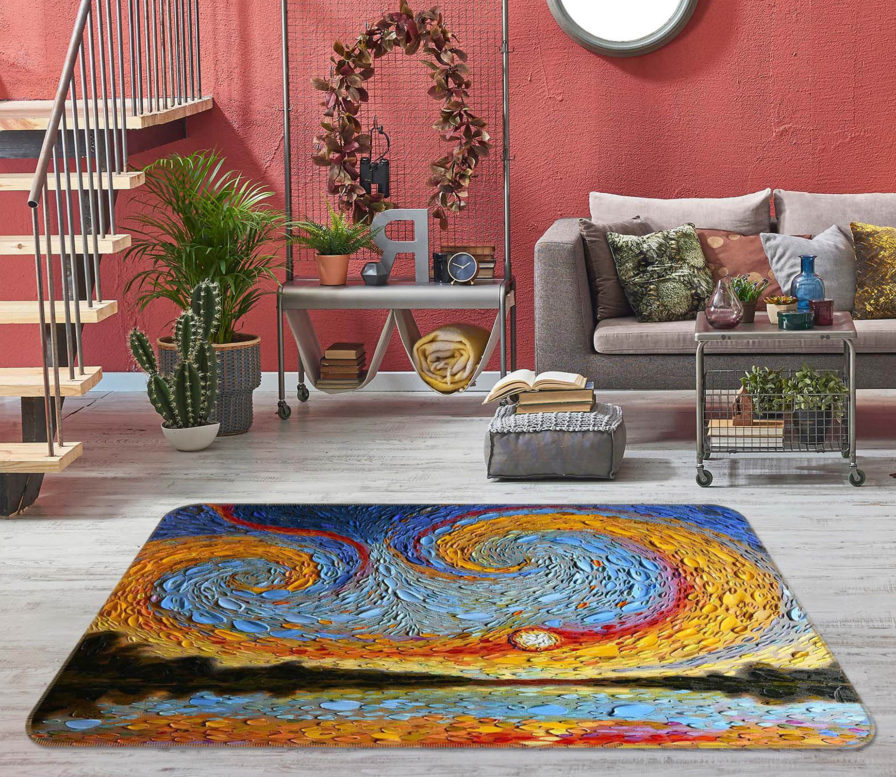 3D Shell Sunset 1012 Dena Tollefson Rug Non Slip Rug Mat