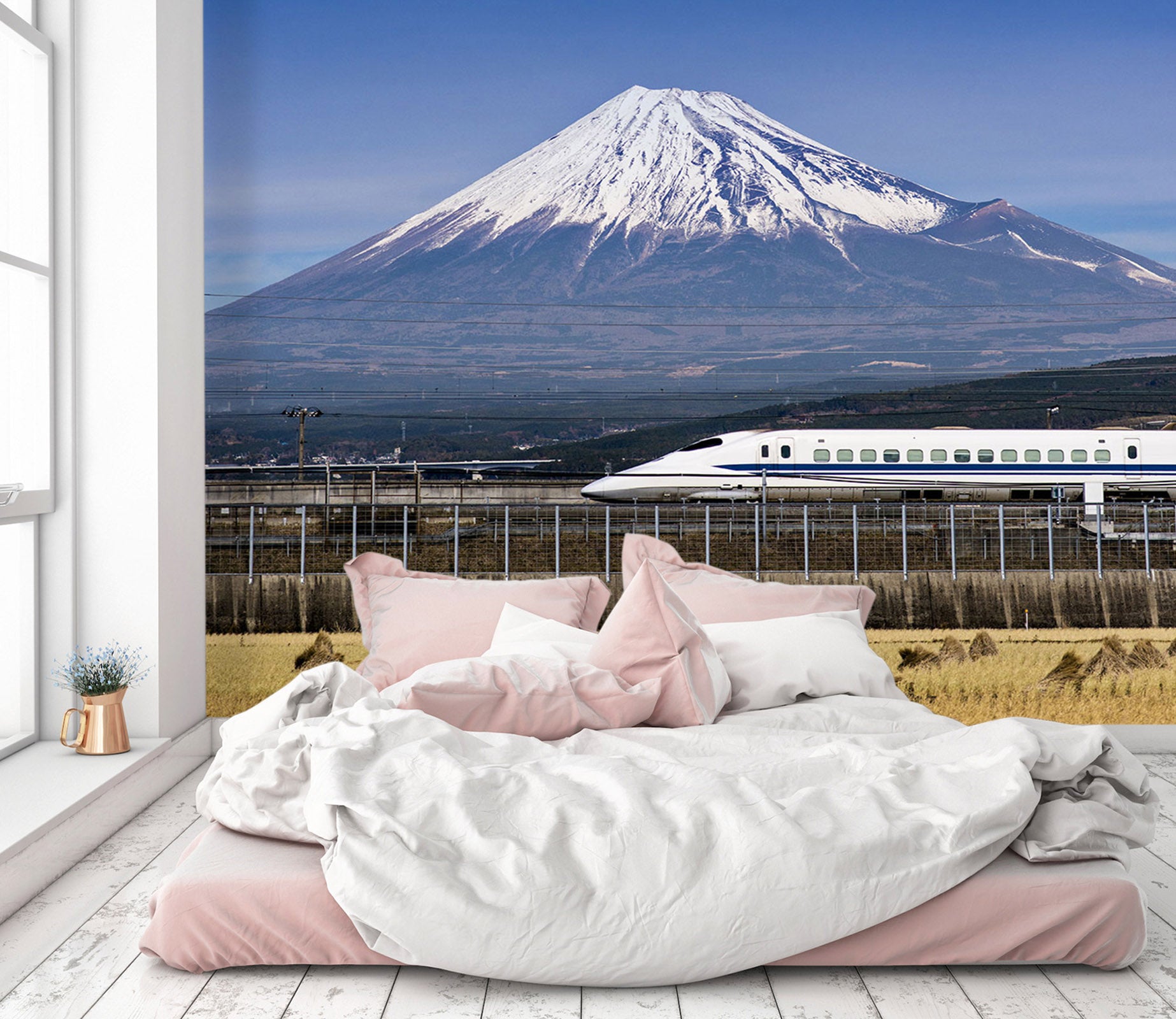3D Snow Mountain Train 154 Vehicle Wall Murals