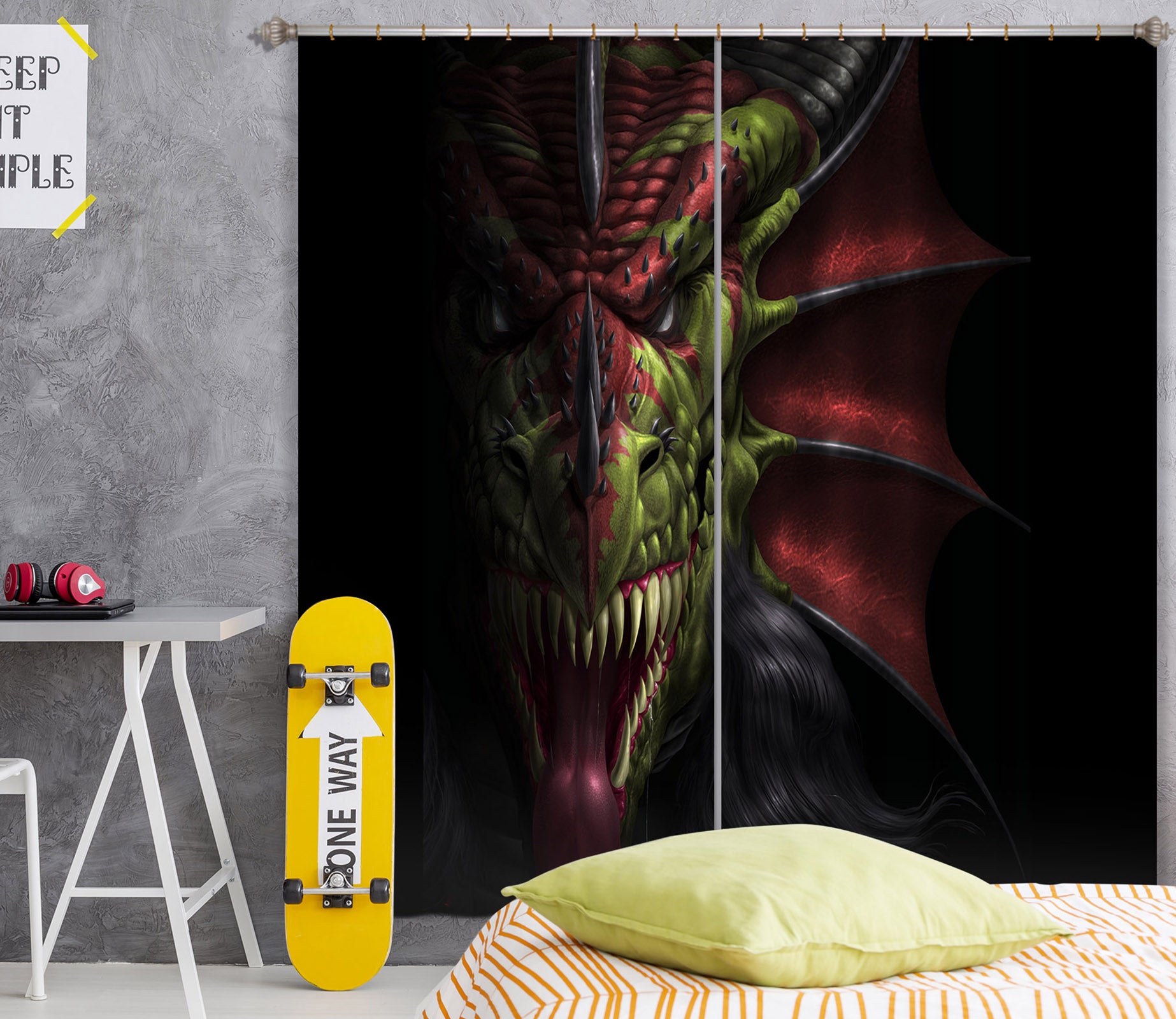 3D Dragon Head 5080 Tom Wood Curtain Curtains Drapes