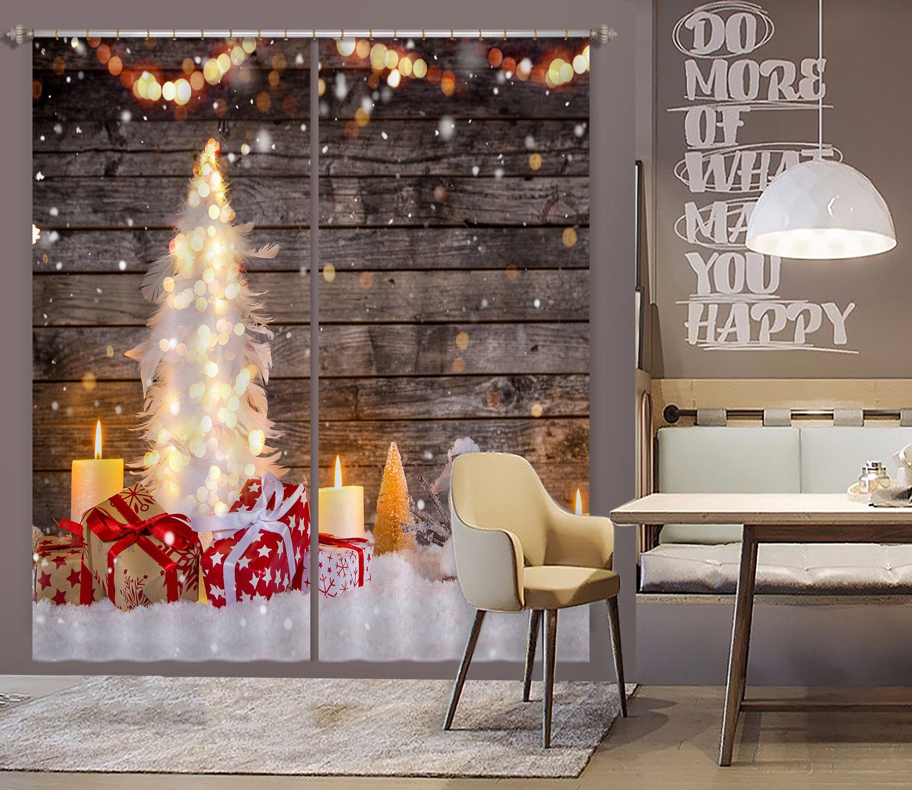 3D White Tree Gift 53122 Christmas Curtains Drapes Xmas