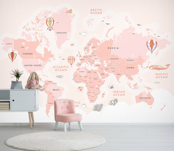 3D Pink Map 1442 Wall Murals