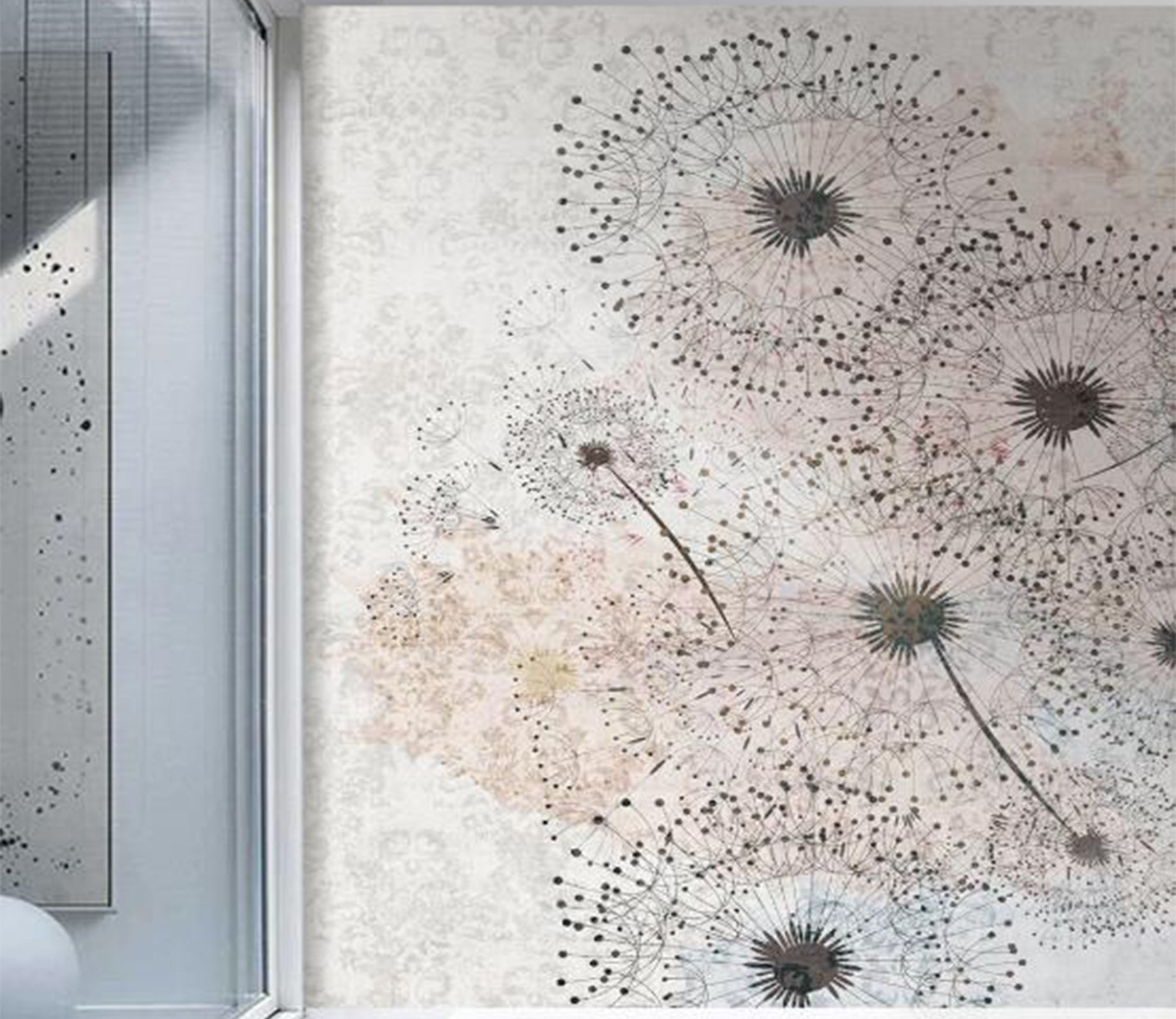 3D Elegant Outline Of Dandelions 2607 Wall Murals