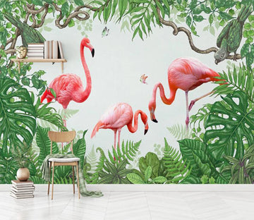3D Three Beautiful Flamingos 2073 Wall Murals