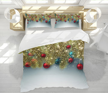 3D Golden Branches Ball 53026 Christmas Quilt Duvet Cover Xmas Bed Pillowcases