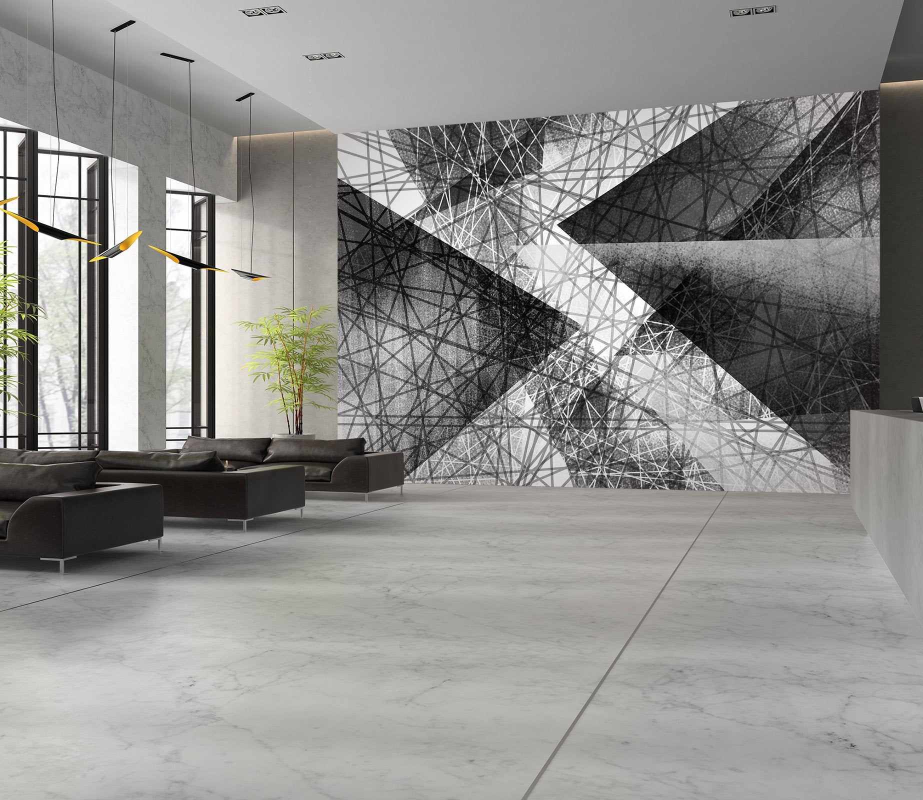 3D Black Strips 012 Wall Murals Wallpaper AJ Wallpaper 2 