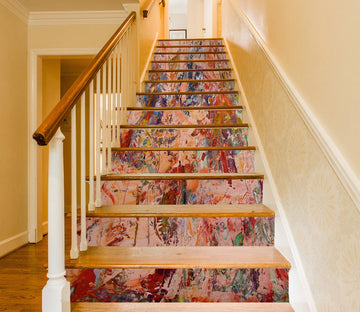 3D Pink Pattern Oil Painting 9087 Allan P. Friedlander Stair Risers