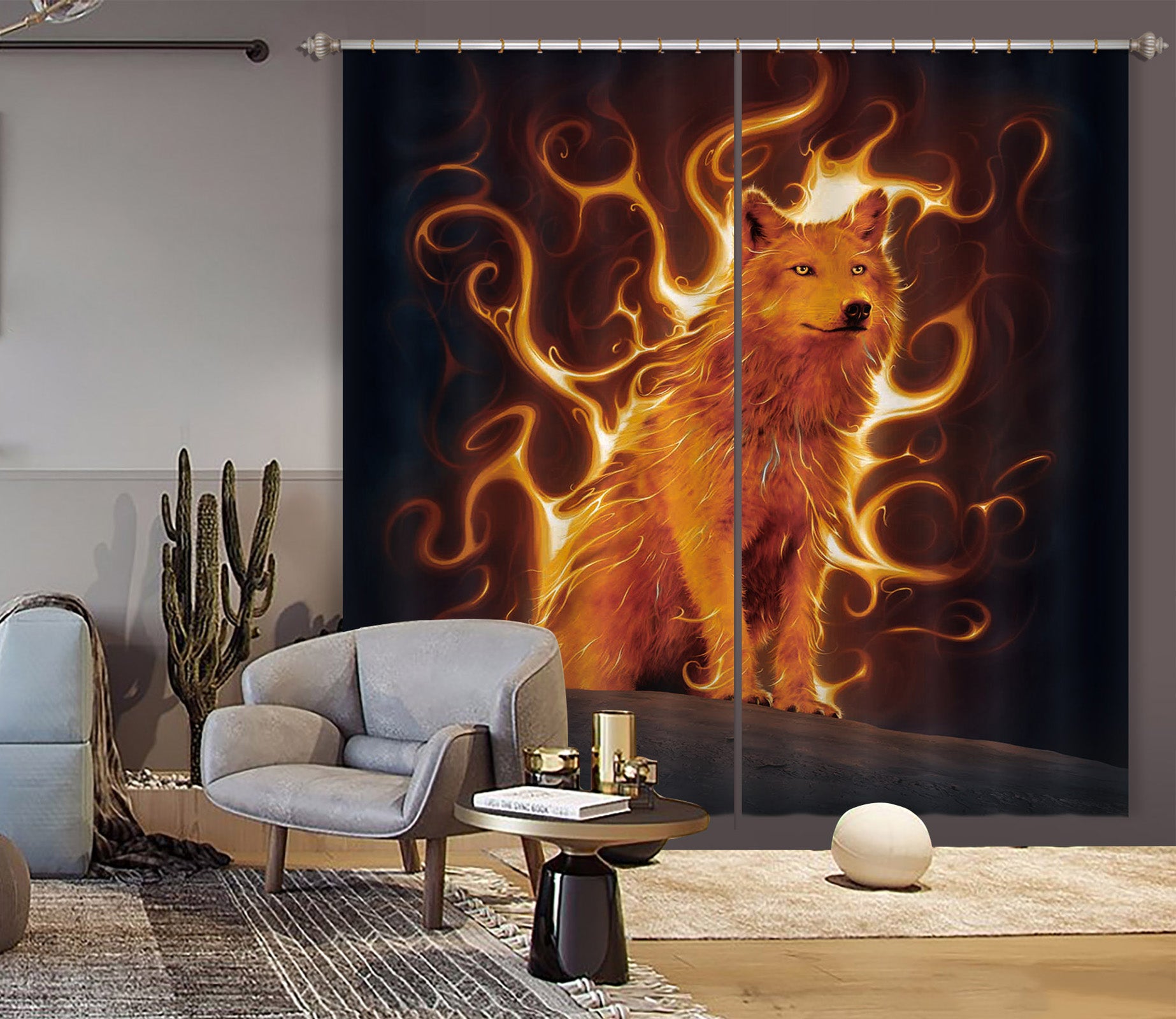 3D Phoenix Wolf Def 061 Vincent Hie Curtain Curtains Drapes