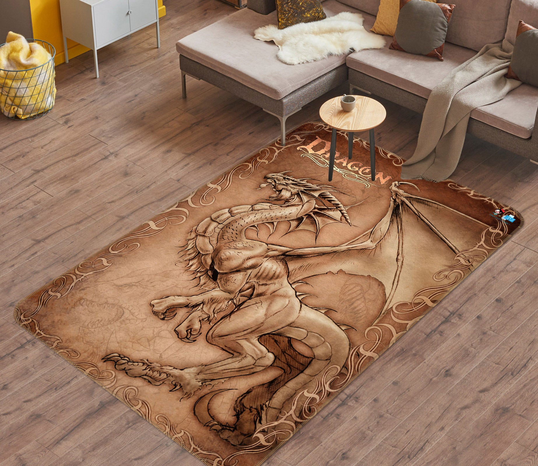 3D Dragon 4137 Tom Wood Rug Non Slip Rug Mat