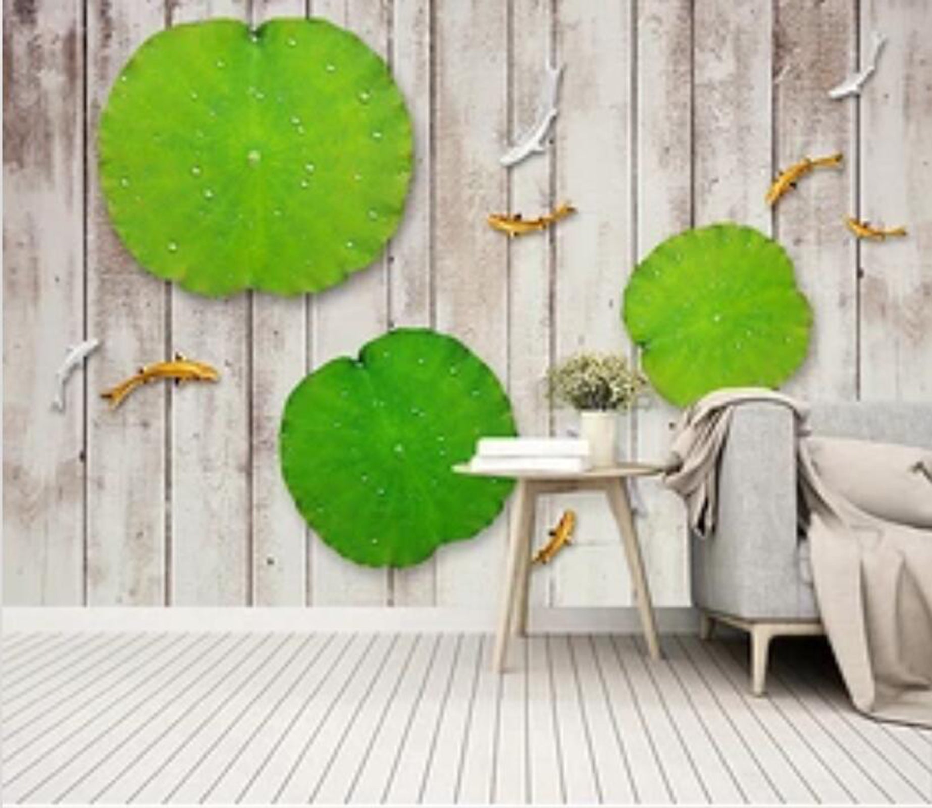 3D Lotus Leaf WC92 Wall Murals Wallpaper AJ Wallpaper 2 