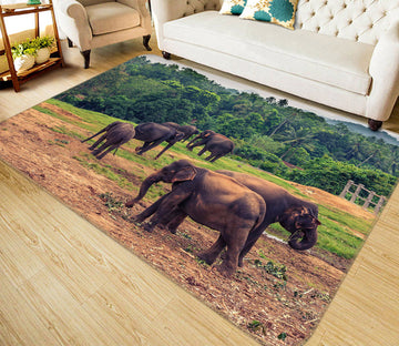 3D Elephant Grass 057 Animal Non Slip Rug Mat
