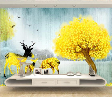 3D Golden Tree WC88 Wall Murals Wallpaper AJ Wallpaper 2 