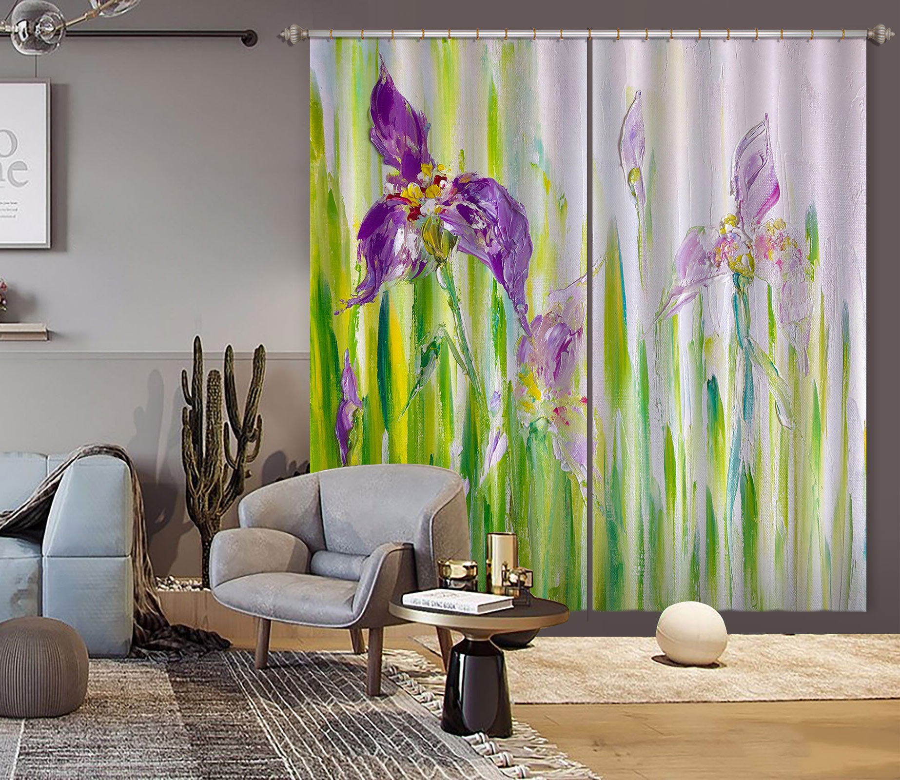 3D Purple Flower 349 Skromova Marina Curtain Curtains Drapes