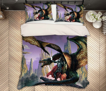 3D Dragon Armored Soldier 6177 Ciruelo Bedding Bed Pillowcases Quilt