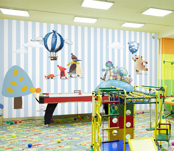 3D Hot Air Balloon Small Animals 1421 Indoor Play Centres Wall Murals