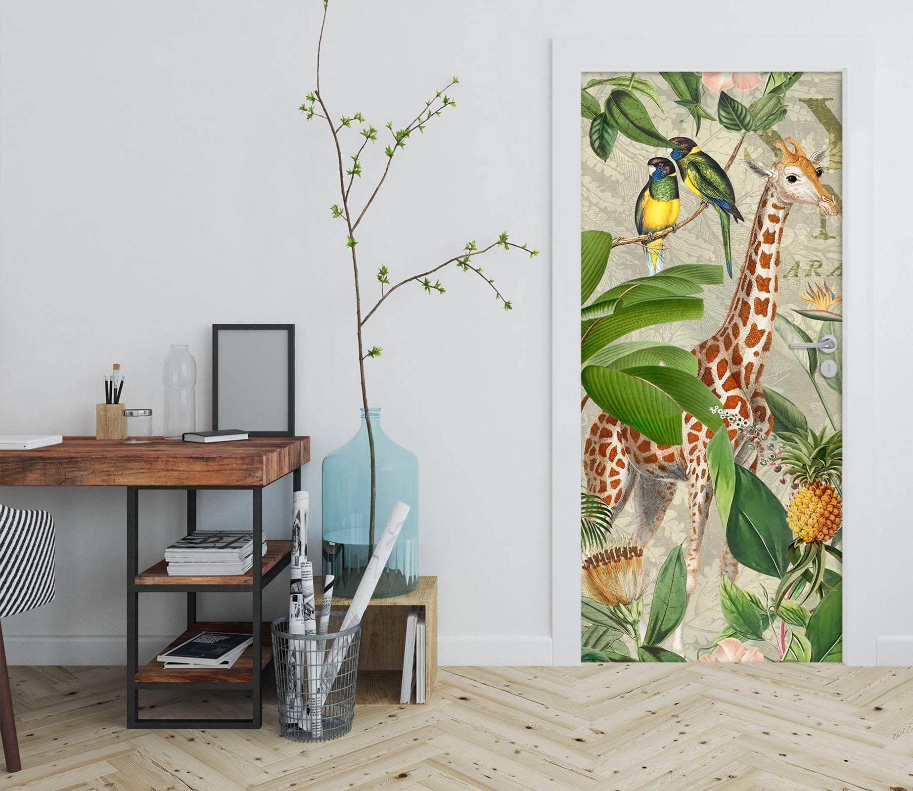 3D Grove Giraffe Bird Pineapple 11940 Andrea Haase Door Mural