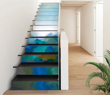 3D Blue-Green Pigment Color Block Pattern 9469 Michael Tienhaara Stair Risers