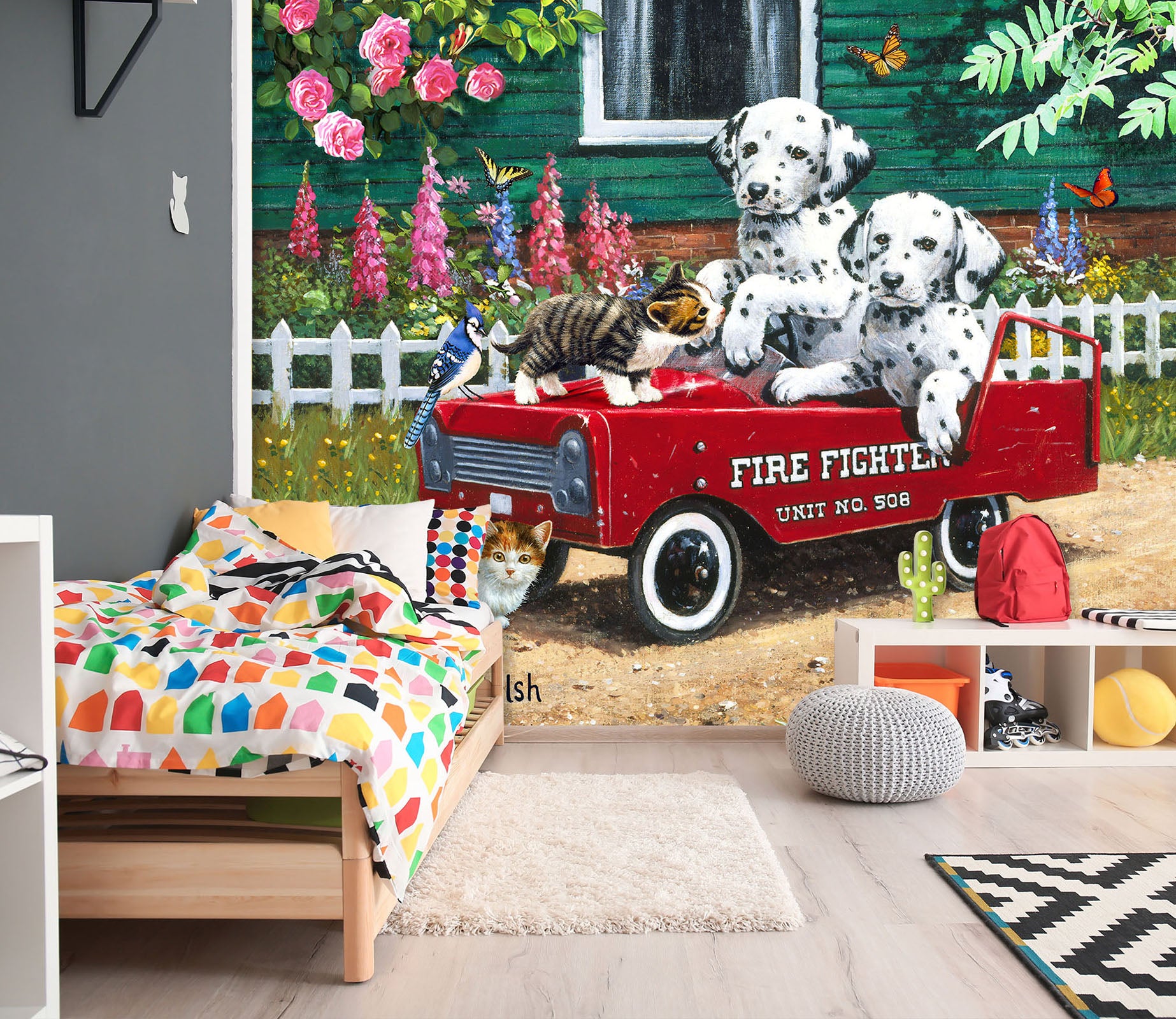 3D Dalmatian Cat 107 Kevin Walsh Wall Mural Wall Murals