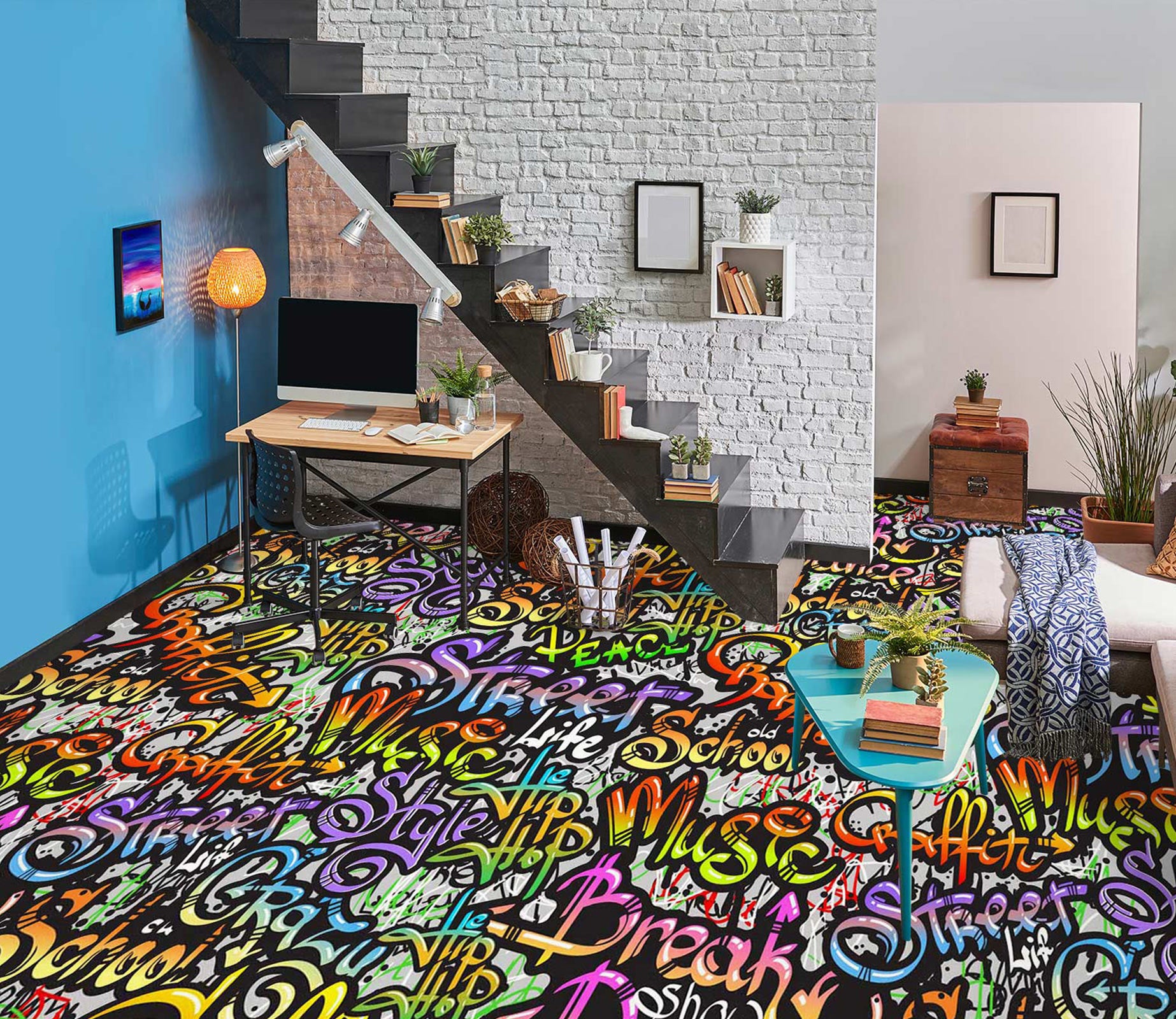 3D Colorful Art Letters 1148 Floor Mural  Wallpaper Murals Self-Adhesive Removable Print Epoxy