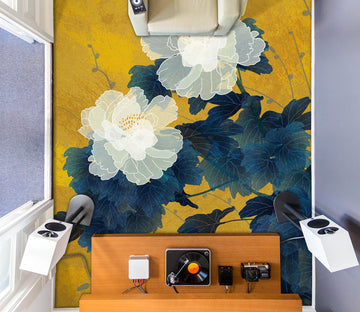 3D White Transparent Lotus 1199 Floor Mural  Wallpaper Murals Self-Adhesive Removable Print Epoxy