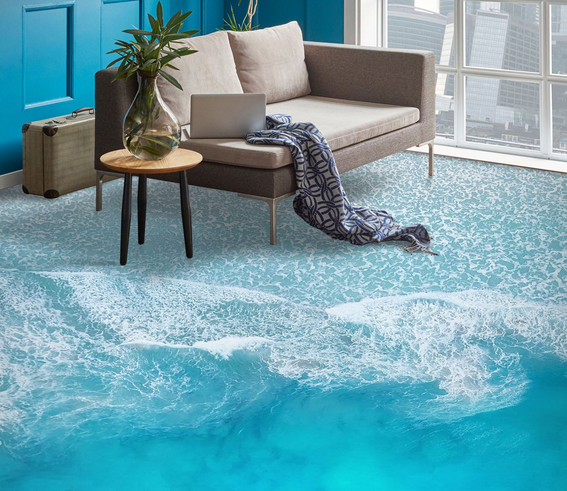 3D Comfortable Blue Sea 797 Floor Mural  Wallpaper Murals Rug & Mat Print Epoxy waterproof bath floor