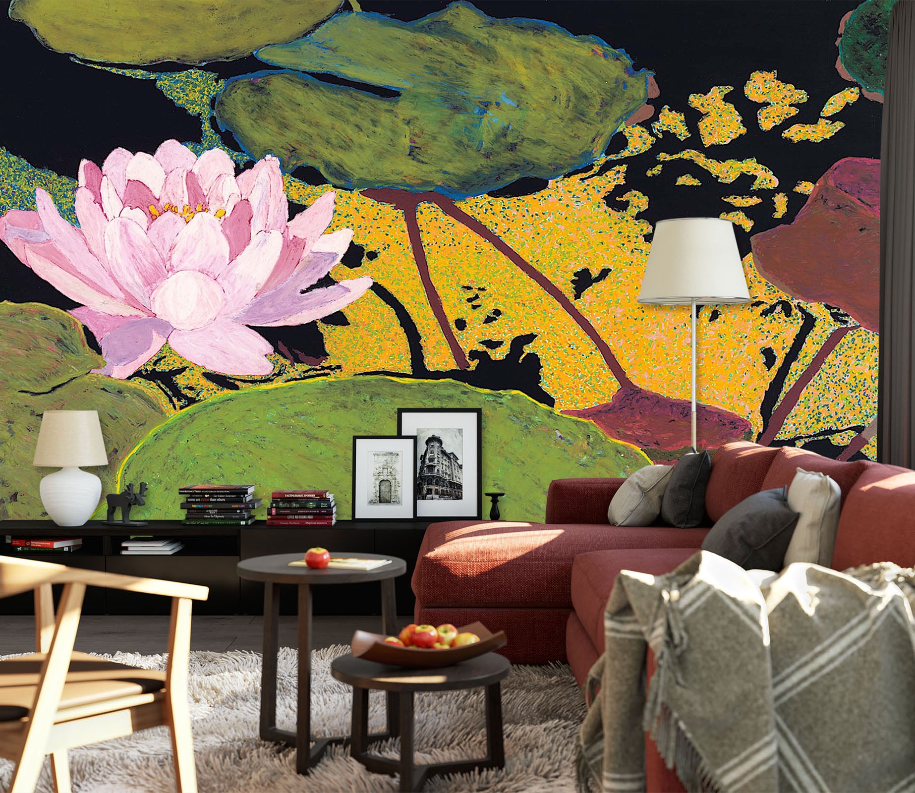 3D Pink Lotus 246 Allan P. Friedlander Wall Mural Wall Murals