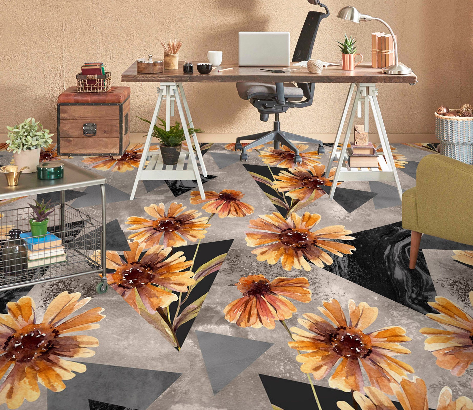 3D Chrysanthemum Painting 584 Floor Mural  Wallpaper Murals Rug & Mat Print Epoxy waterproof bath floor