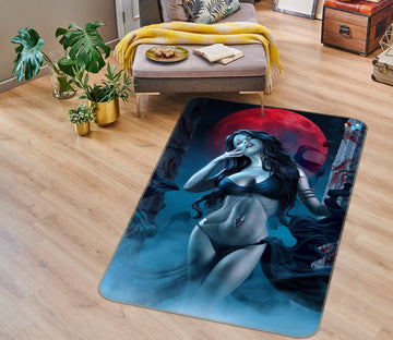 3D Red Moon Beauty 4129 Tom Wood Rug Non Slip Rug Mat