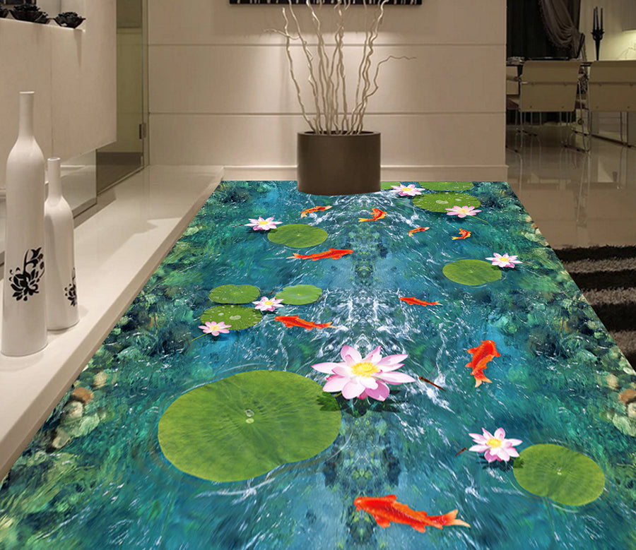 3D Lotus Leaf Lotus 546 Floor Mural  Wallpaper Murals Rug & Mat Print Epoxy waterproof bath floor