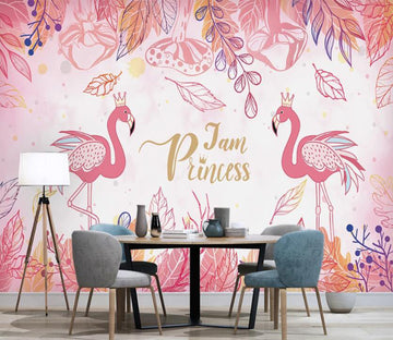 3D Flamingos In Pink Painting 2412 Wall Murals