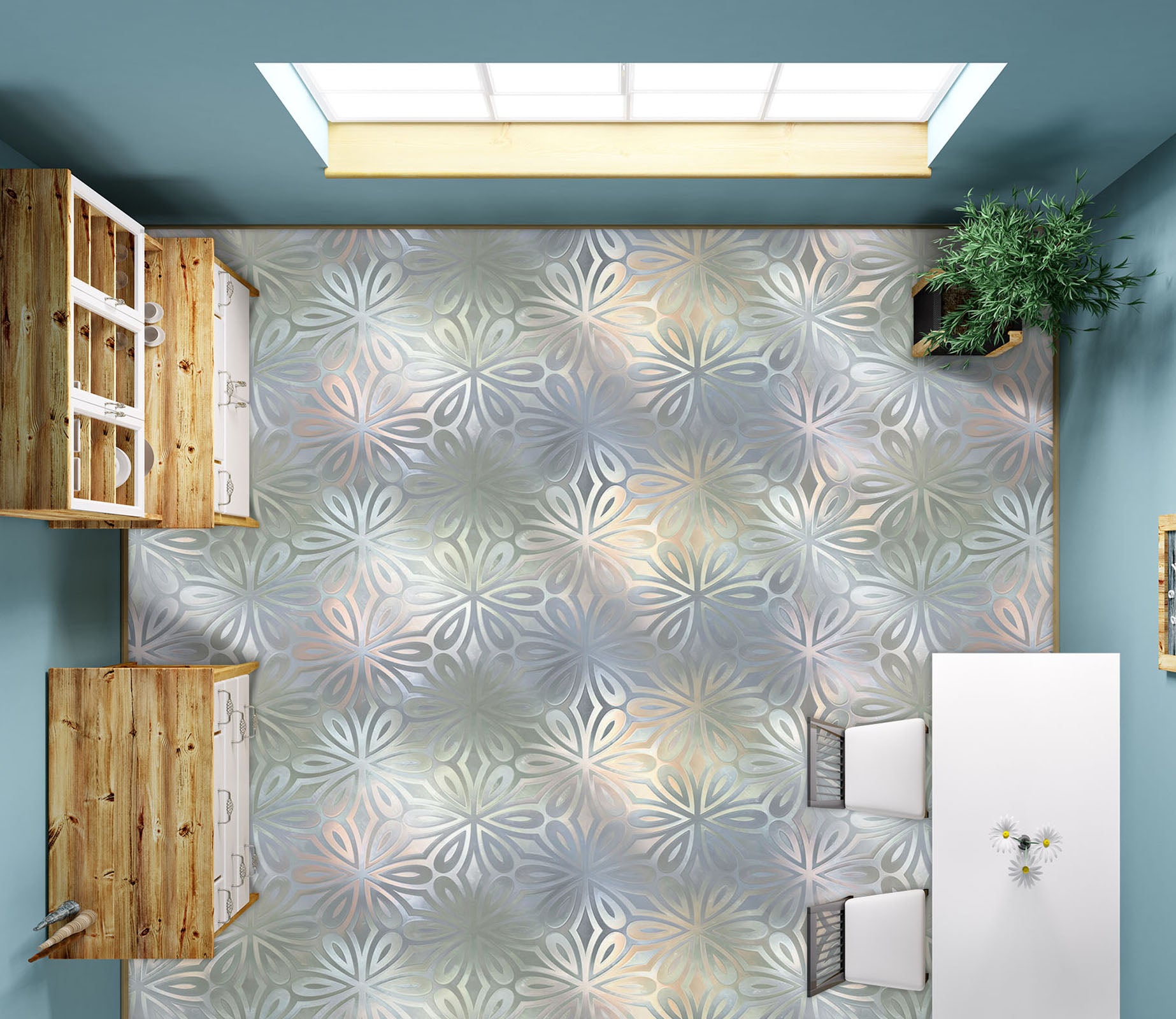 3D Hazy Color Pattern 785 Floor Mural