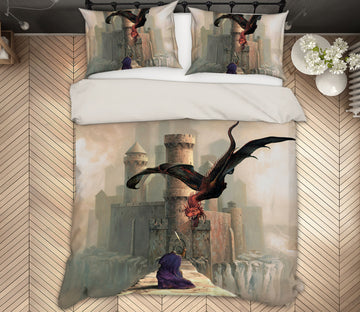 3D Castle Dragon 6203 Ciruelo Bedding Bed Pillowcases Quilt