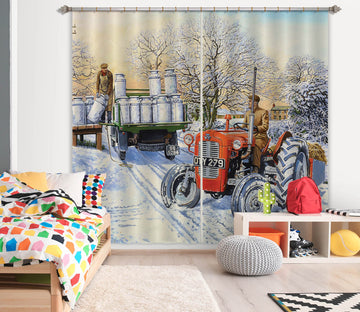 3D Snow Tractor 8937 Trevor Mitchell Curtain Curtains Drapes