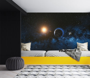 3D Starry Sky Moon Earth Sun 57110 Wall Murals