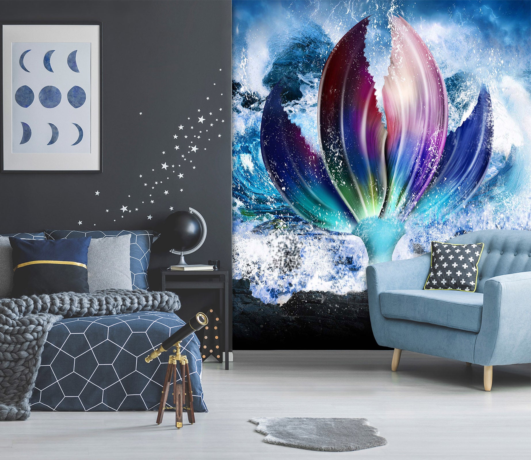 3D Mermaid Tail 1976 Wall Murals