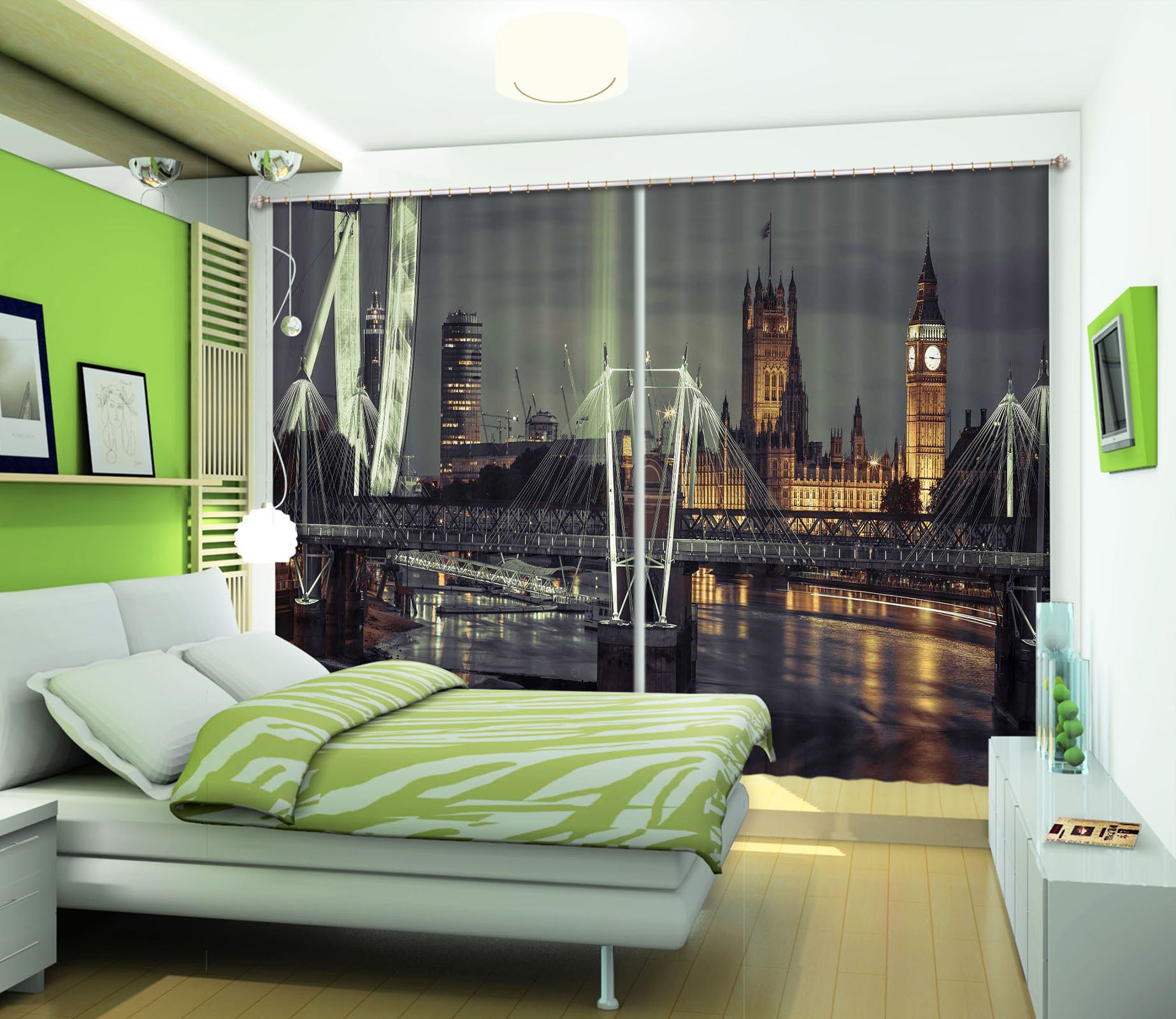 3D Night Lights 227 Assaf Frank Curtain Curtains Drapes