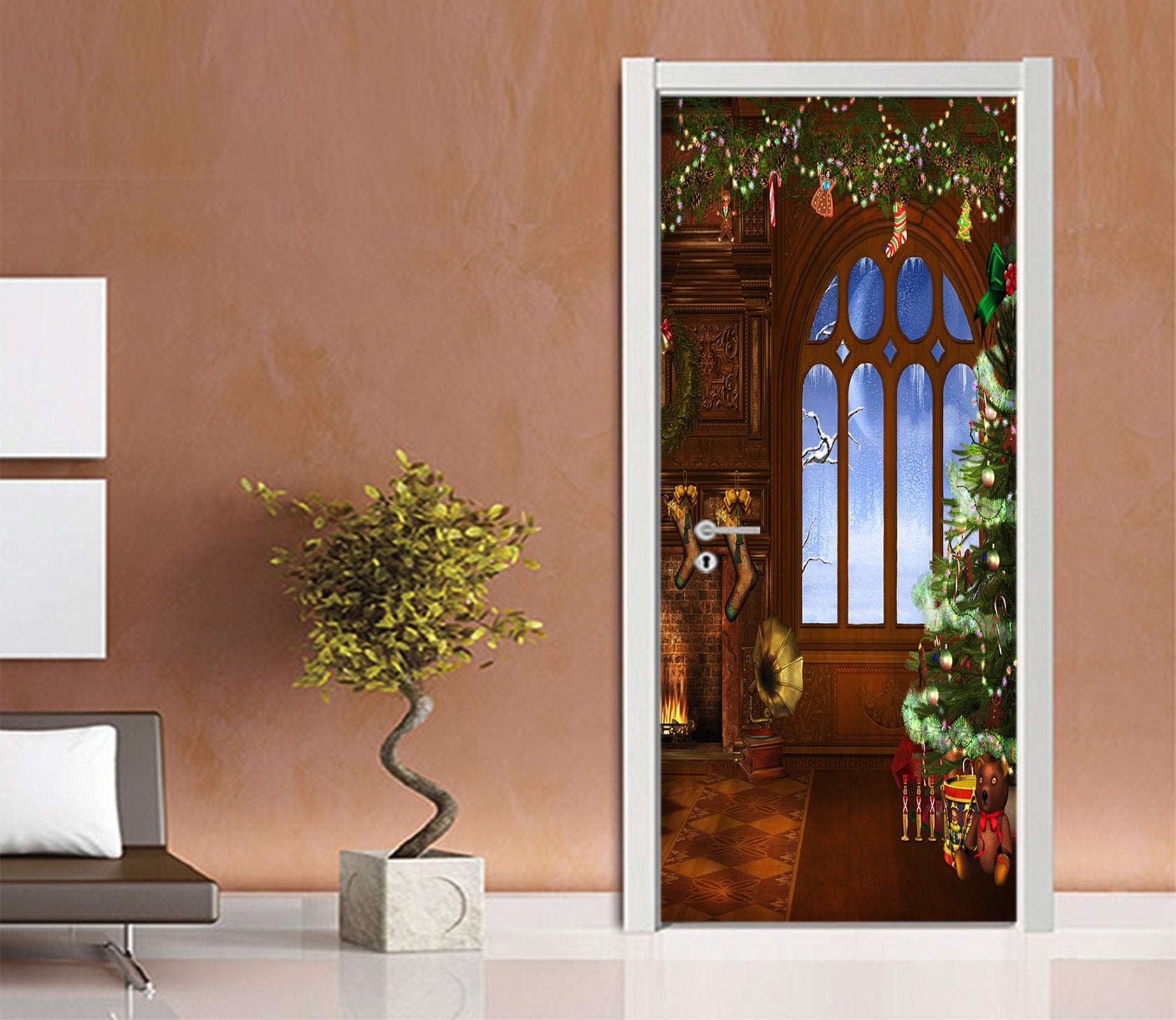 3D Wonderful Christmas Xmas 7 Door Mural Wallpaper AJ Wallpaper 