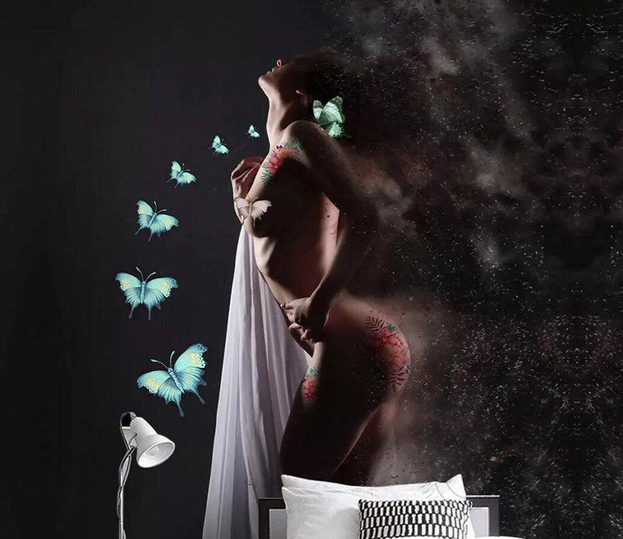 3D Woman Butterfly WC837 Wall Murals