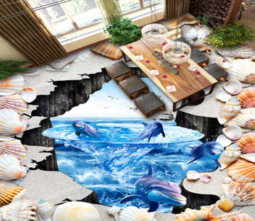3D Jump Out Of The Sea 285 Floor Mural  Wallpaper Murals Rug & Mat Print Epoxy waterproof bath floor