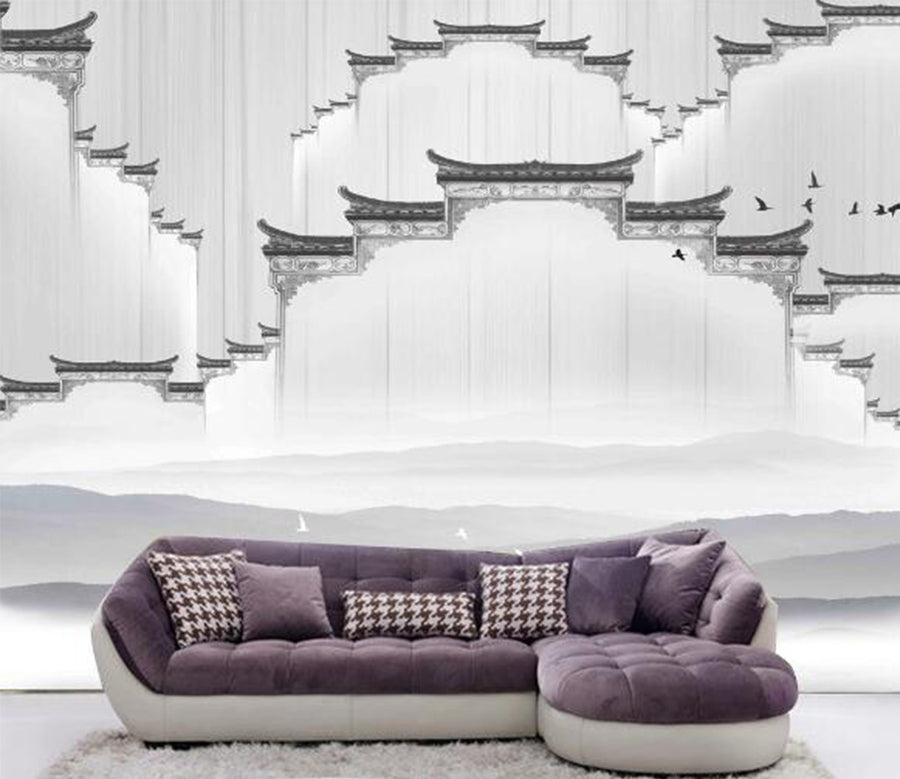 3D House Boat WC391 Wall Murals