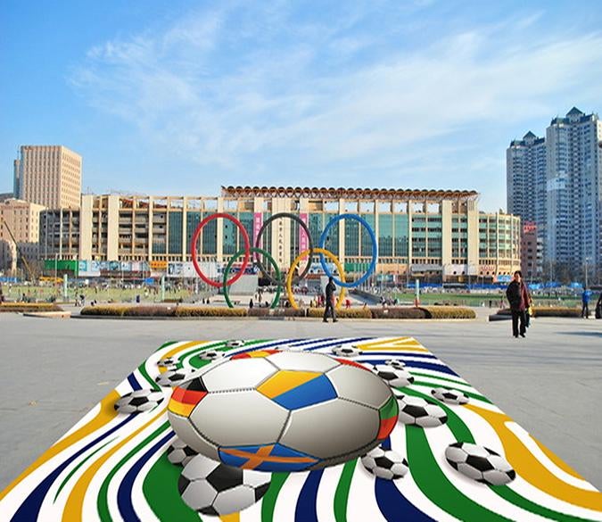 3D Color Football WG019 Floor Mural Wallpaper AJ Wallpaper 2 