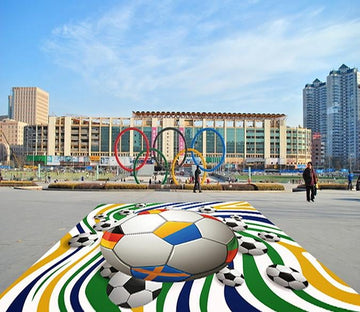 3D Color Football WG019 Floor Mural Wallpaper AJ Wallpaper 2 