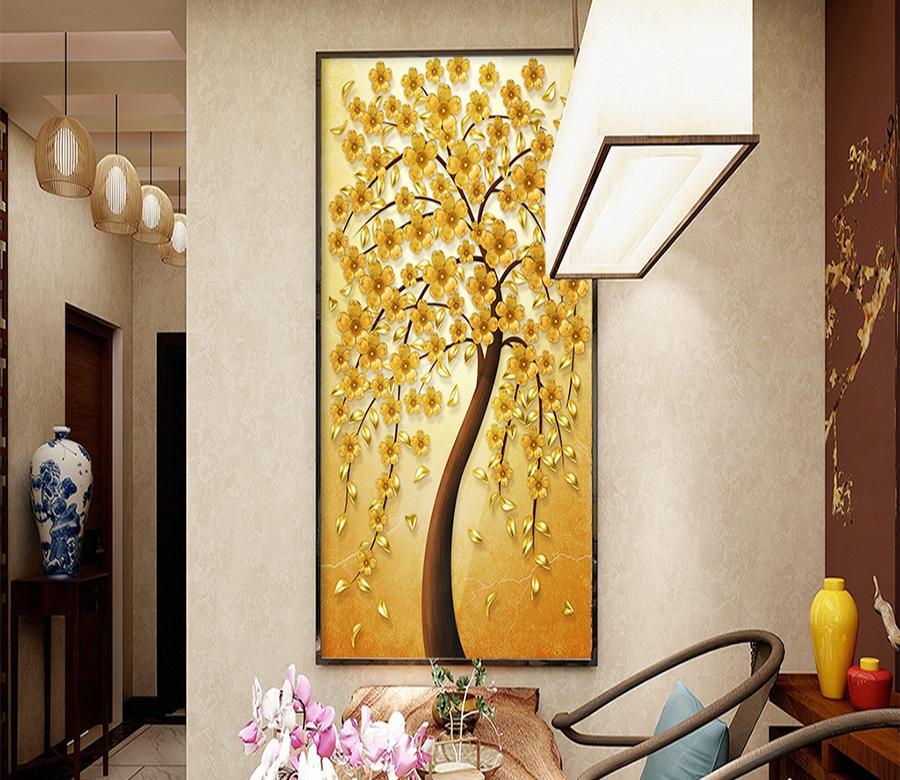 3D Gold Tree 446 Wall Murals Wallpaper AJ Wallpaper 2 