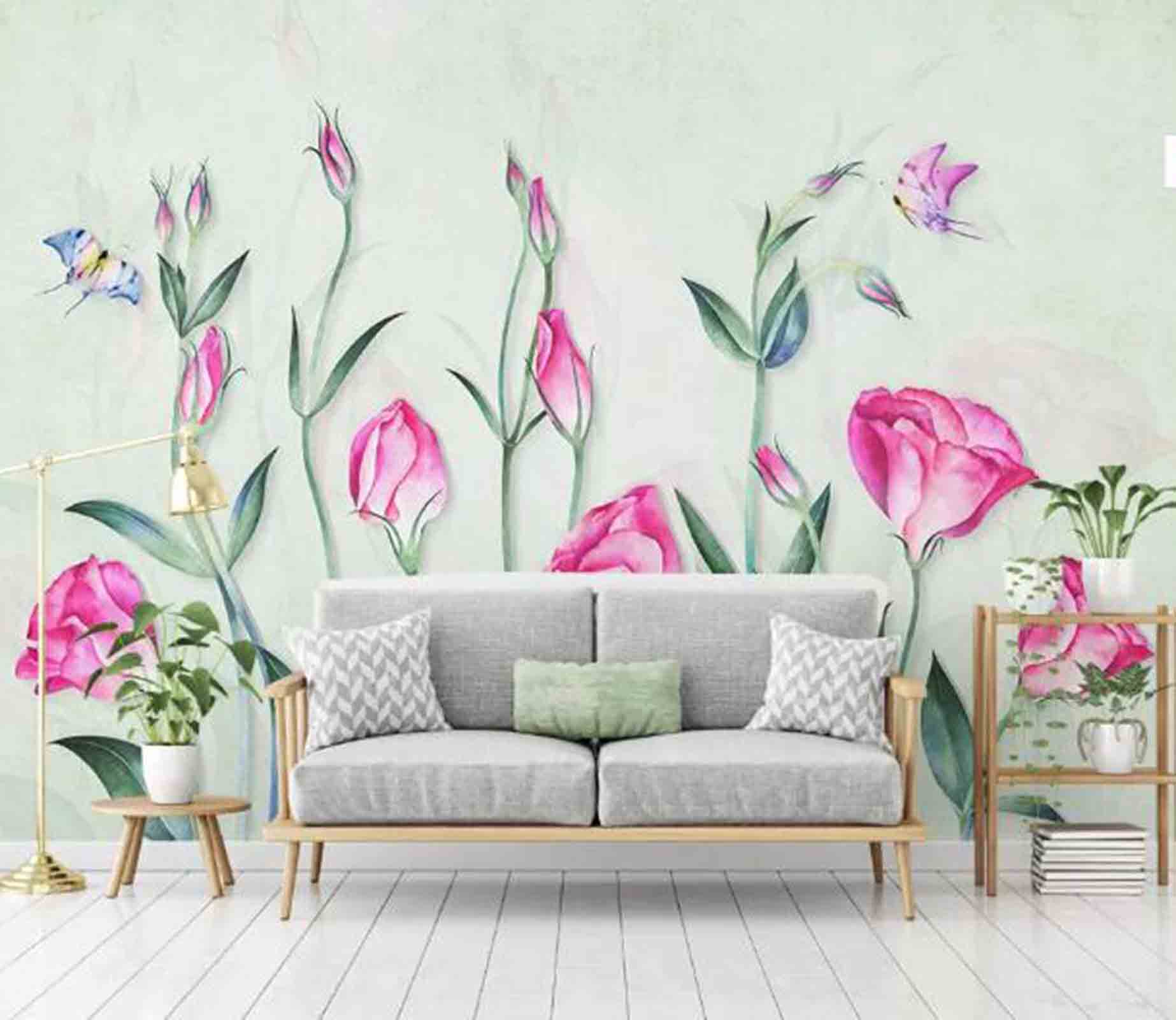 3D Pink Flowers WG03 Wall Murals Wallpaper AJ Wallpaper 2 