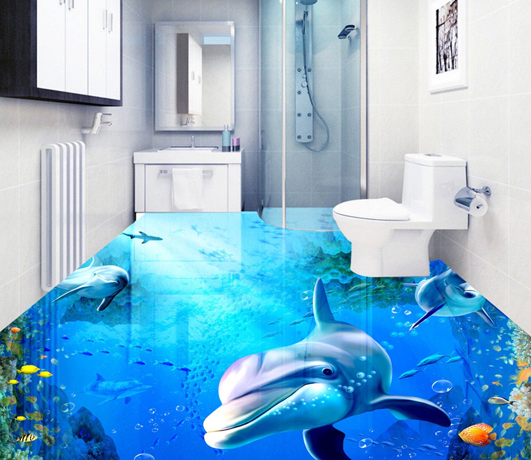 3D Deep Sea Shark WG619 Floor Mural Wallpaper AJ Wallpaper 2 