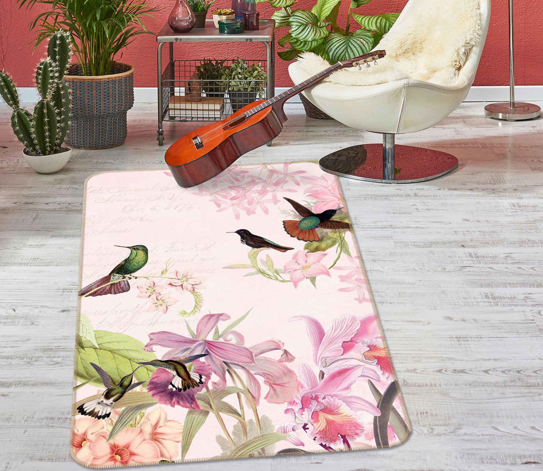 3D Kingfisher Flower 156 Uta Naumann Rug Non Slip Rug Mat