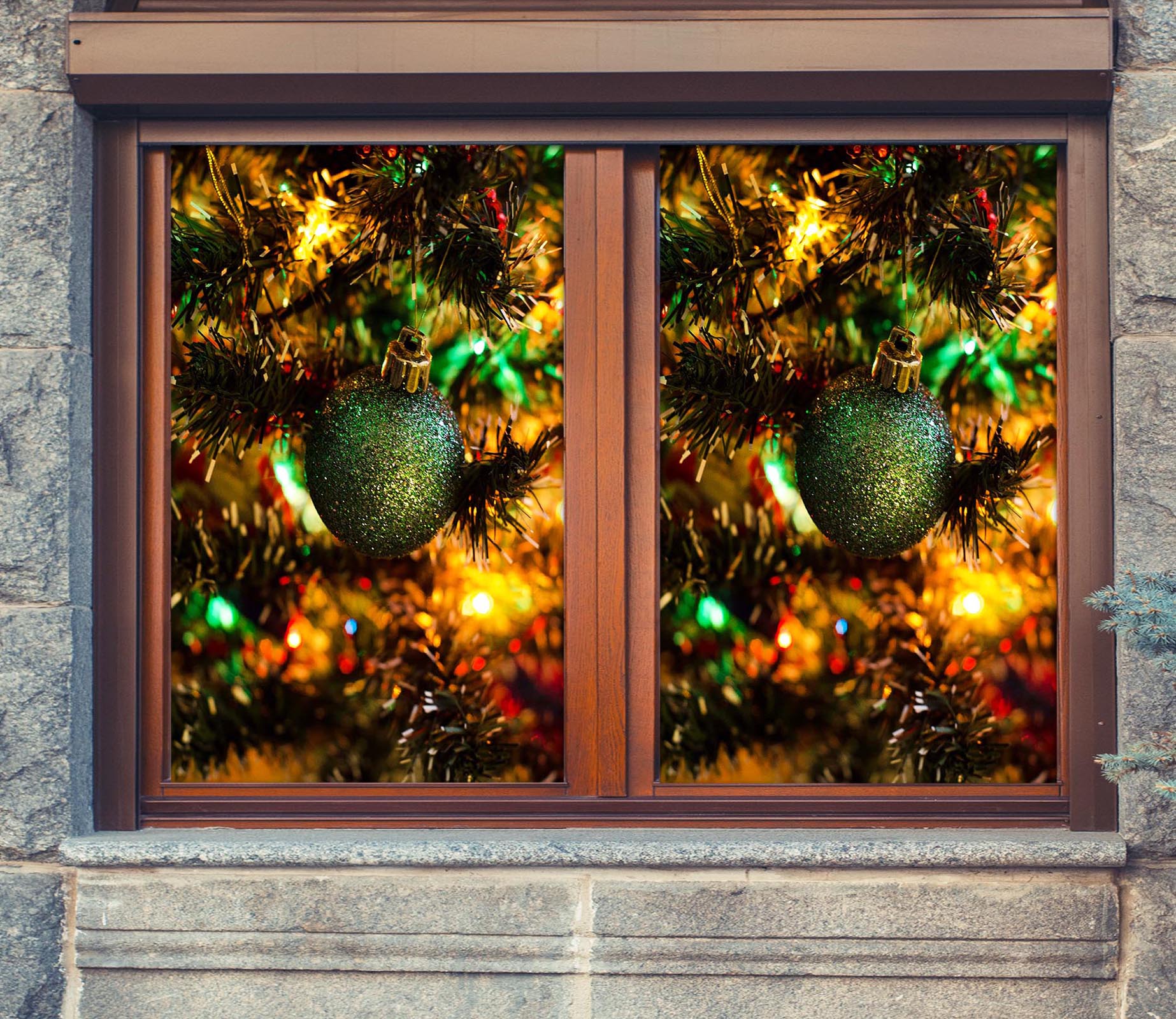 3D Ball Pendant 30121 Christmas Window Film Print Sticker Cling Stained Glass Xmas